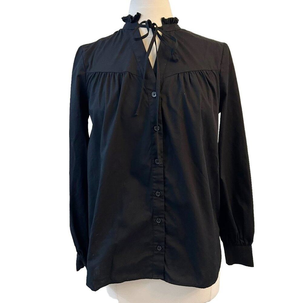 ANTHROPOLOGIE MAEVE Poplin front tie button up blouse top S